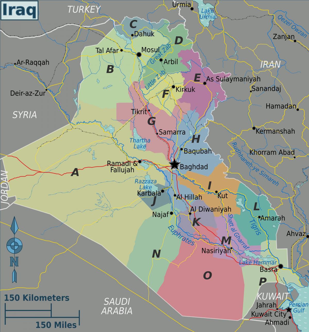 Kartes Irākas reģionos